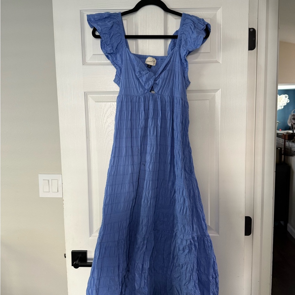 Universal Thread Blue Maxi Dress with Ruffled Sleeves